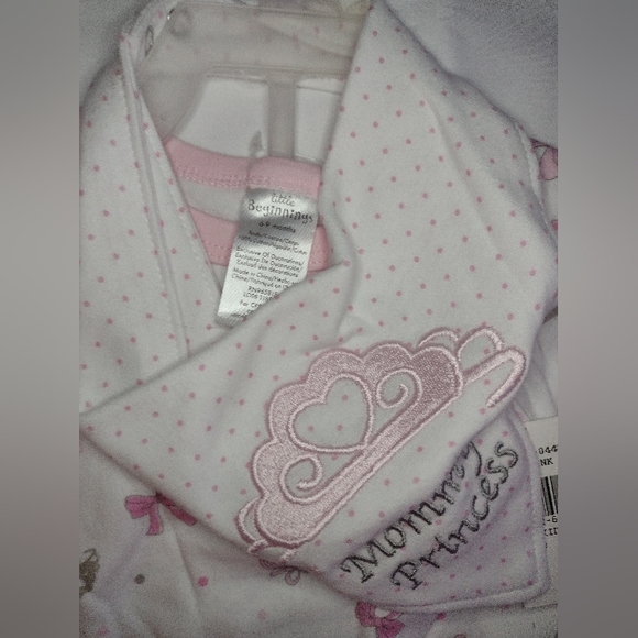 Little Beginnings 3 piece set Bodysuit, Bib & Legging Size 6-9M Mommy's Princess - Picture 2 of 3